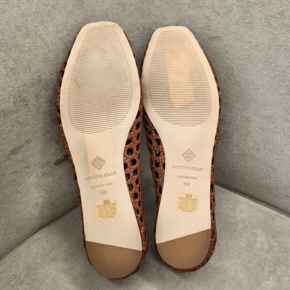 Antonio Melani Flats 9 Brown Woven Leather Myles Crochet Lace Up Loafers New$190 - Picture 15 of 16